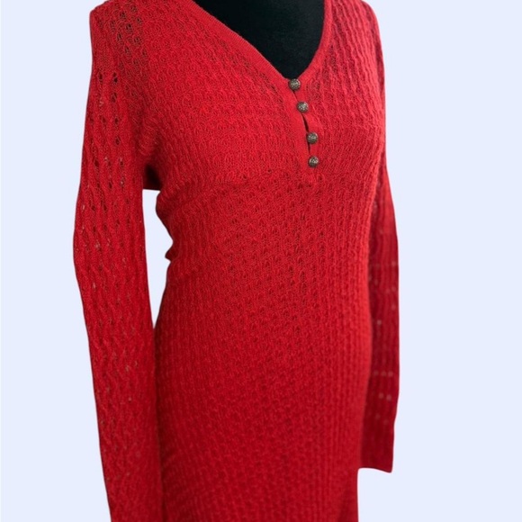 Sparrow Anthropologie red knit sweater dress set long sleeve size L boho - Picture 3 of 8